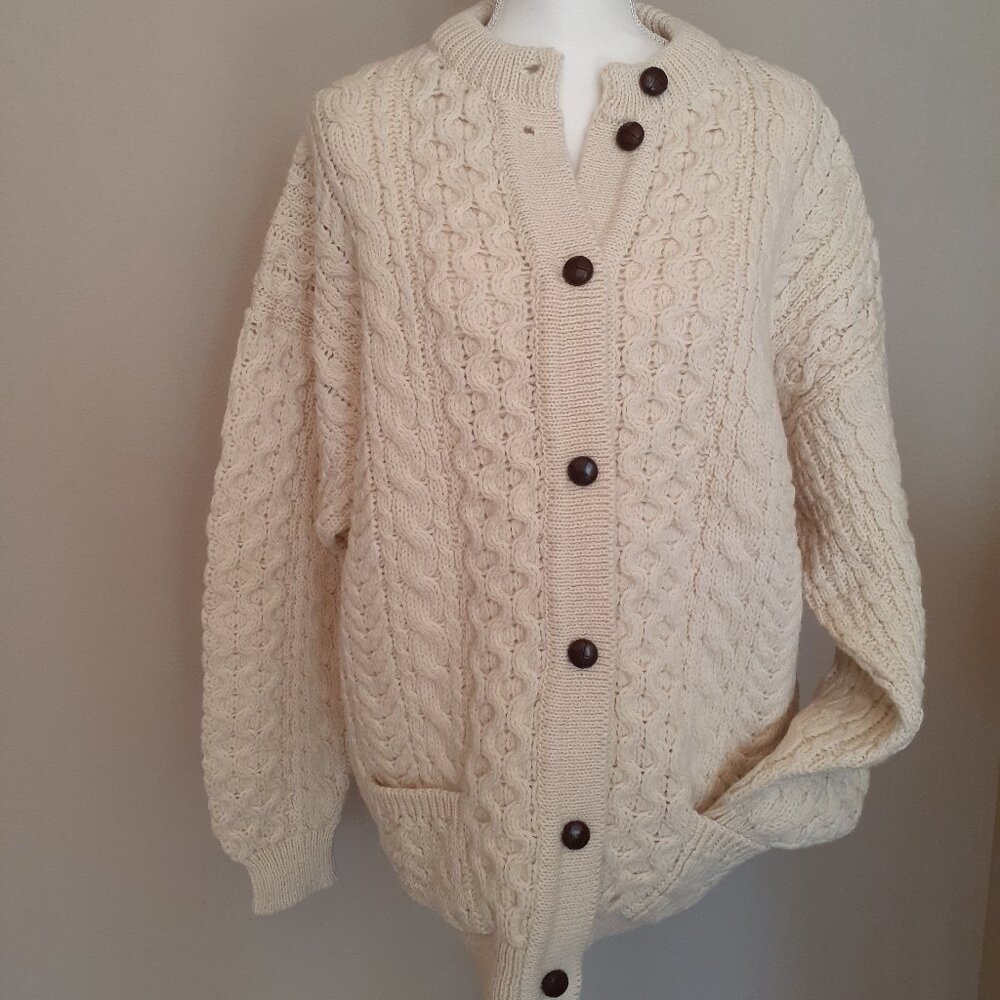 Elegant Cream Button-Up Cardigan